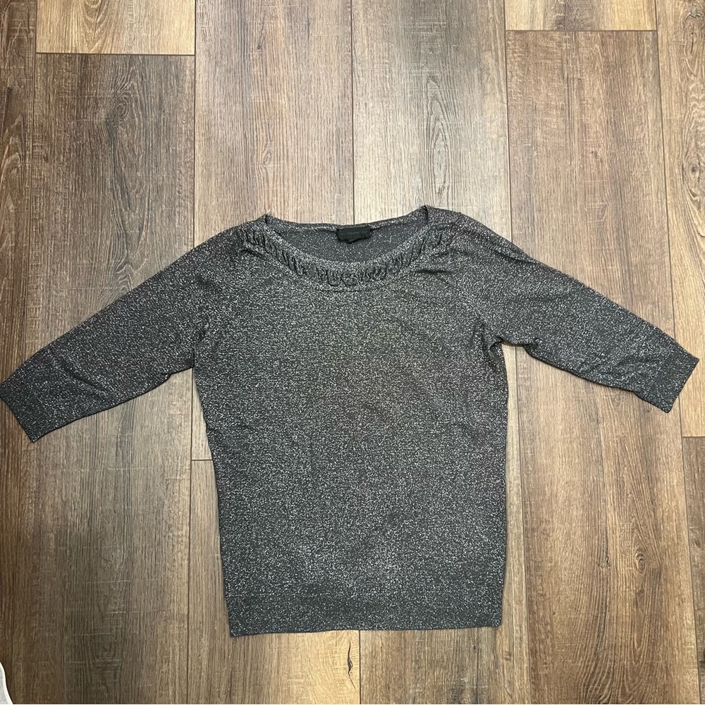 Worthington Shimmery black and silver sweater
